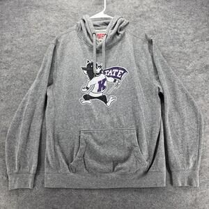 K State Hoodie Mens L Gray Pullover Hooded Pockets Graphic Print Triblend Sweats